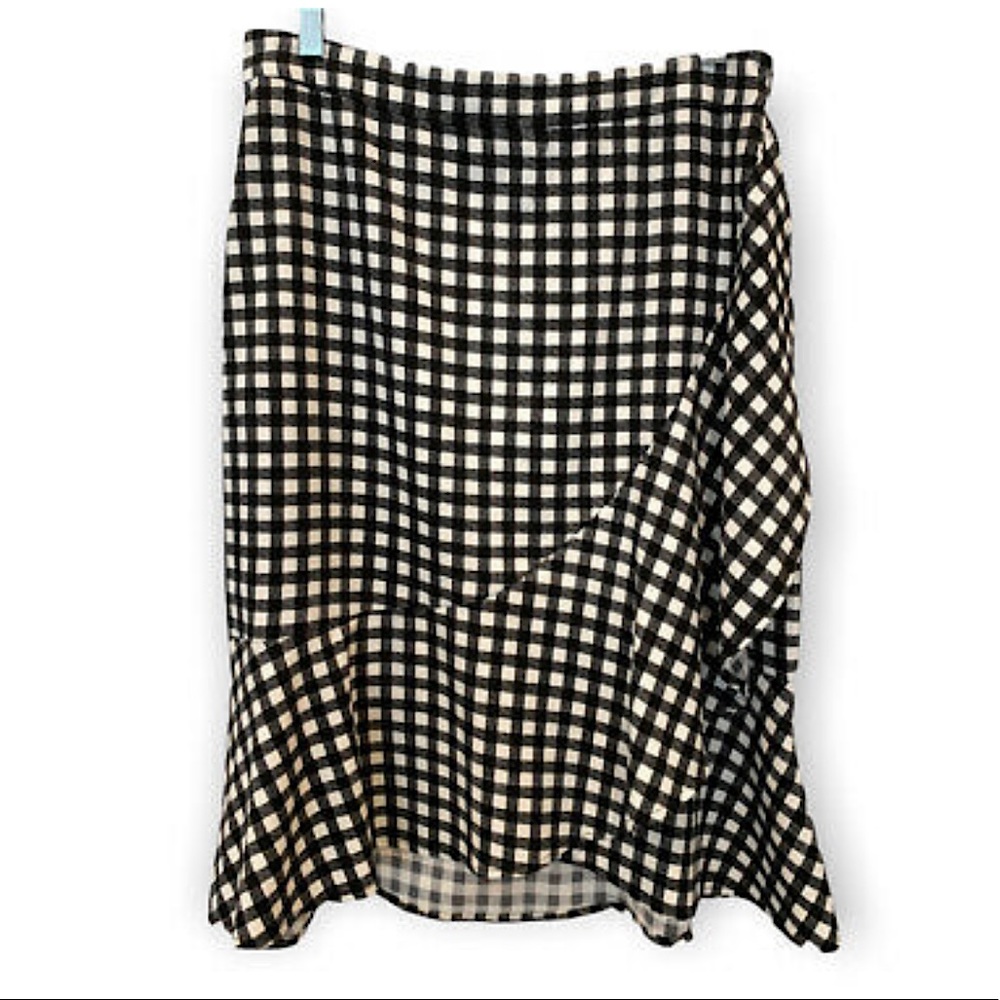 Banana Republic | Buffalo Check Side ruffle midi skirt